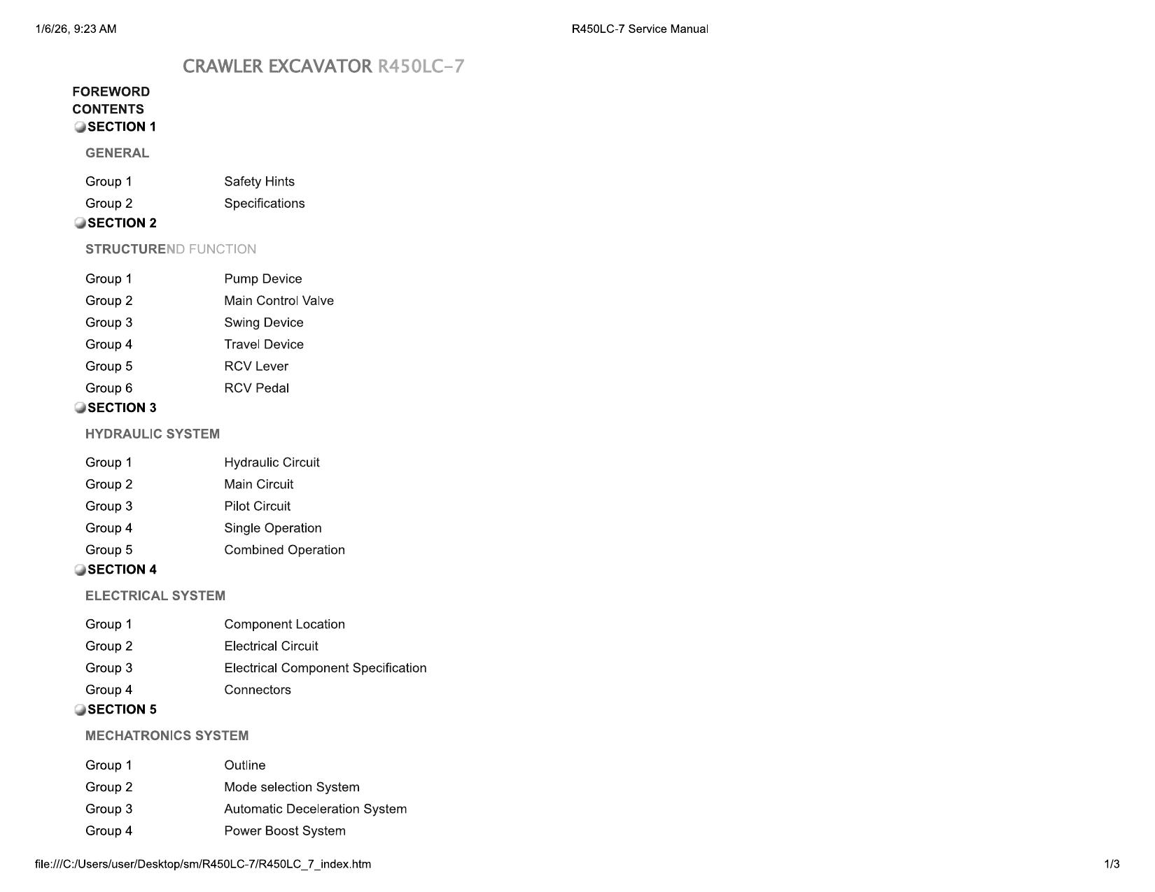 R450LC-7 Service Manual